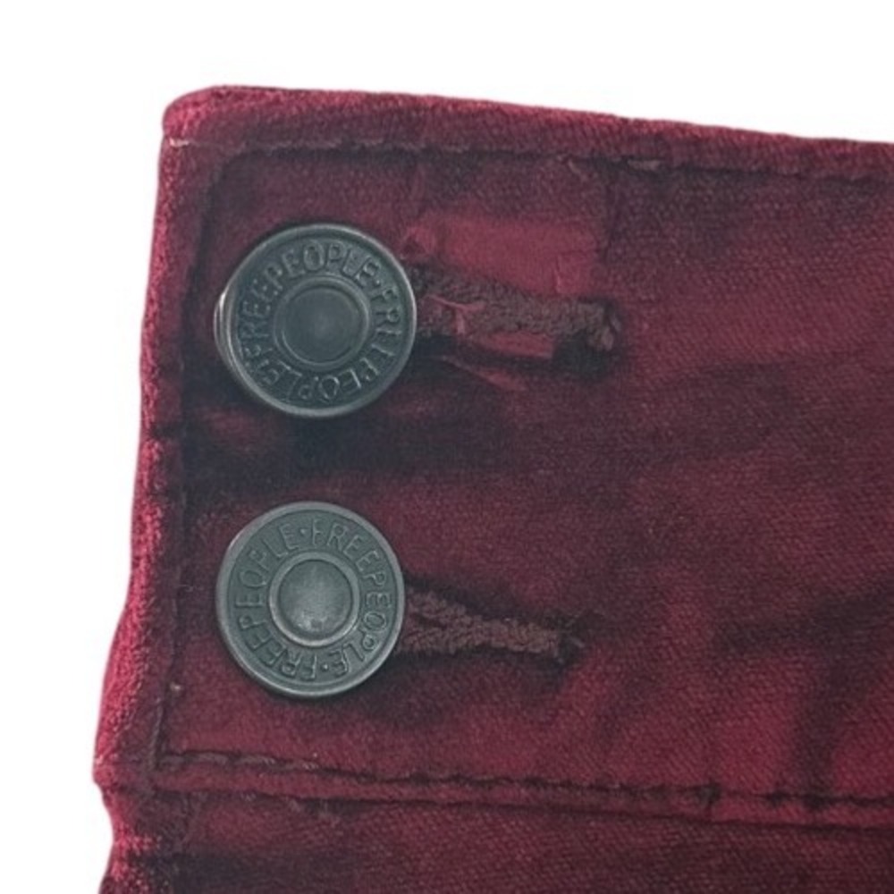 Free People Burgundy Velvet Mini Skirt Button Side Back Zip W 29 61855-16515125 - Picture 9 of 9